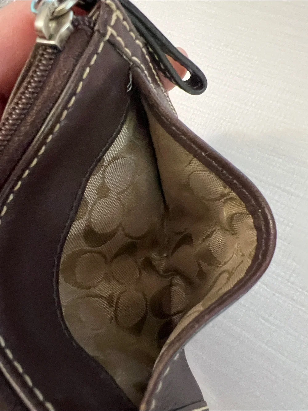Coach mini skinny wallet card holder brown leather Style # F41788